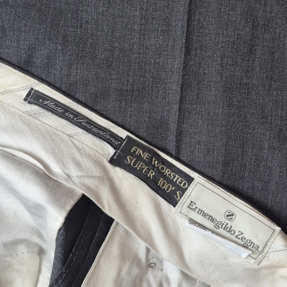 VTG Ermenegildo Zegna Mens 34 Worsted Super 100s Wool Pleated Trousers Swiss